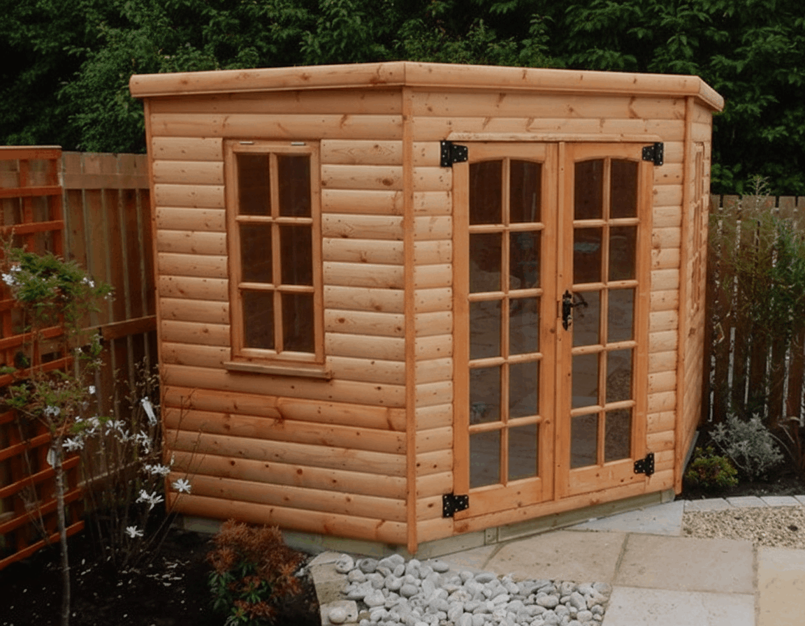 Corner Summerhouse 8′ x 8′ (2.4m x 2.4m) (side on)