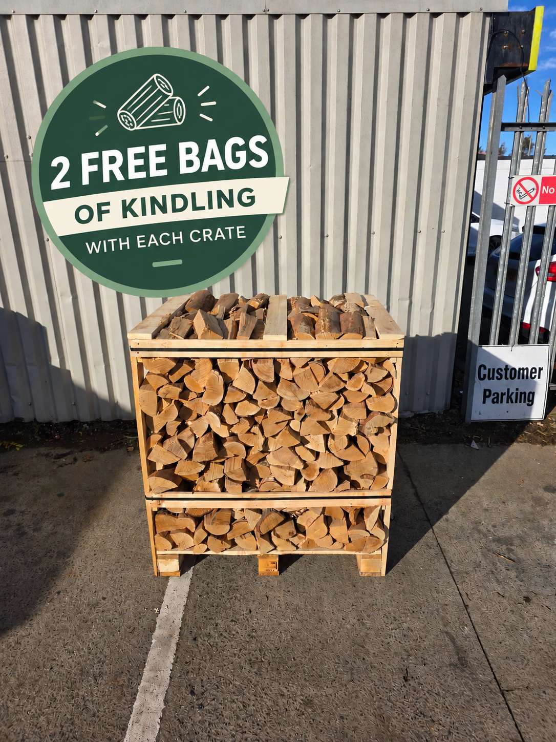 Crate of Imported Oak Logs